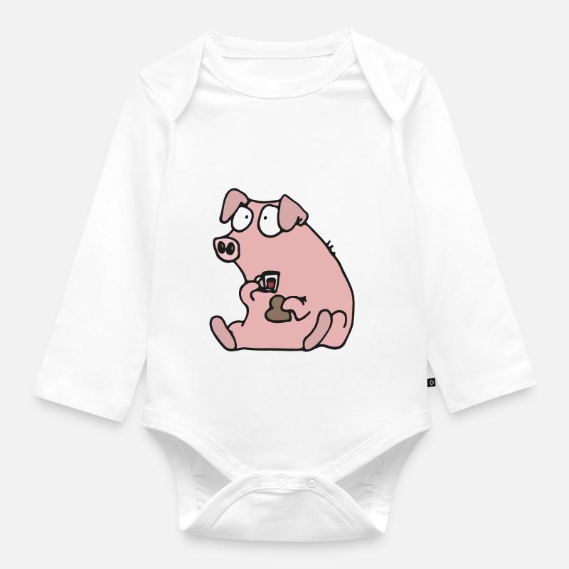 Julgris äter pepparkaka - Baby Bio-Langarm-Body - Weiß