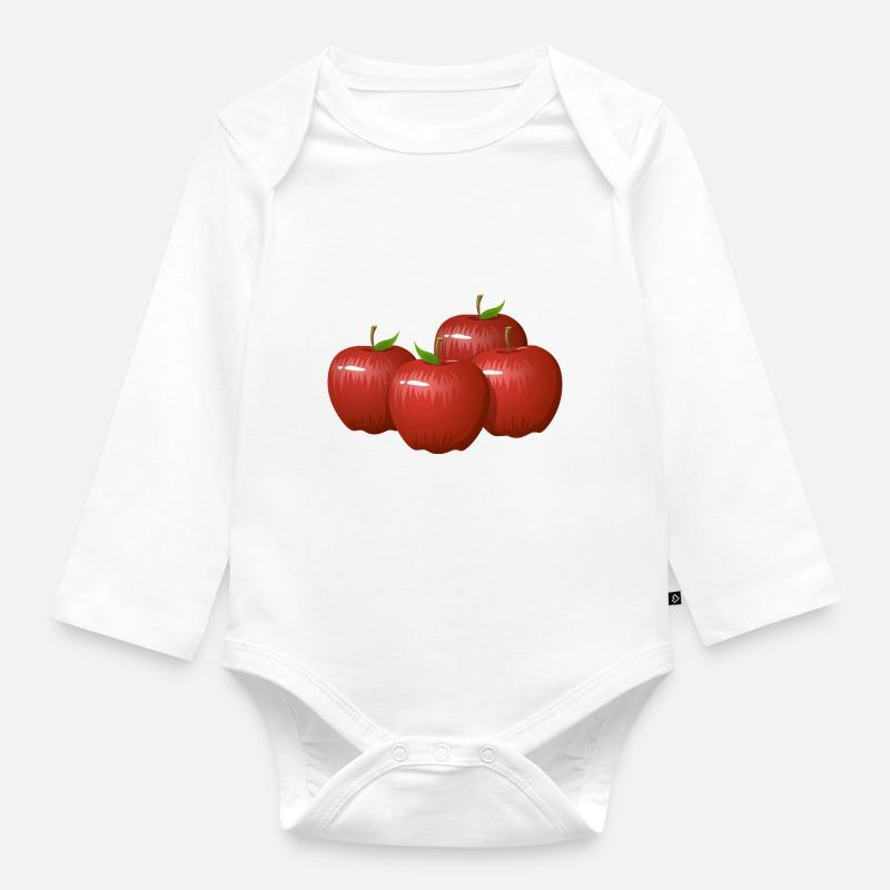 Les pommes - Body Bébé bio manches longues - blanc