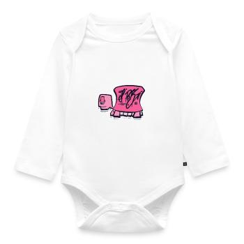 Tag tortue / logo tortue rose - Body Bébé bio manches longues - blanc - Devant