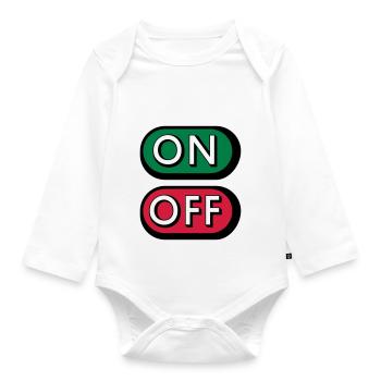 On Off Buttons - Baby Bio-Langarm-Body - Weiß - Vorne