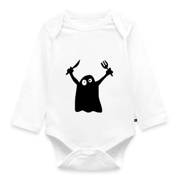 Hungry Ghost - Organic Longsleeve Baby Bodysuit - white - Front
