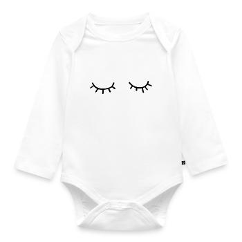 Yeux endormis avec des cils - Body Bébé bio manches longues - blanc - Devant