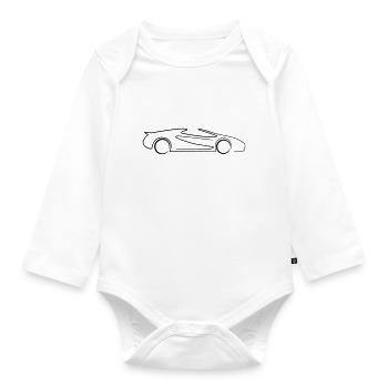 Cabrio PS Roadster Sportwagen Tribal - Baby Bio-Langarm-Body - Weiß - Vorne