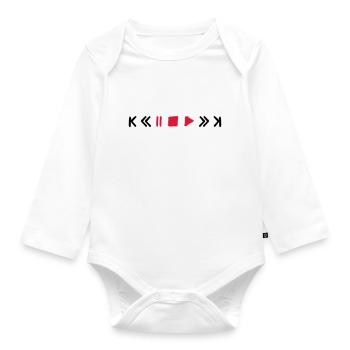keys play music pause fast forward sign symbols - Organic Longsleeve Baby Bodysuit - white - Front