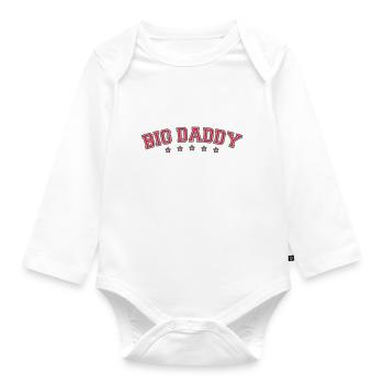 Logo Vatertag Big Daddy Held Papa Vater - Baby Bio-Langarm-Body - Weiß - Vorne