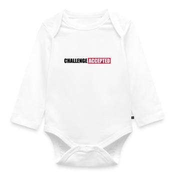 Challenge Accepted Text Design - Organic Longsleeve Baby Bodysuit - white - Front