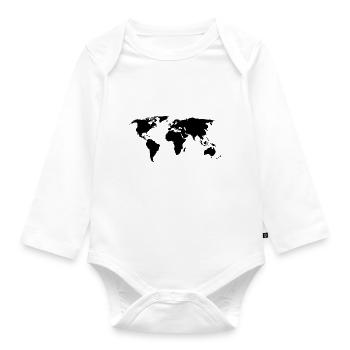 world map world map - Organic Longsleeve Baby Bodysuit - white - Front