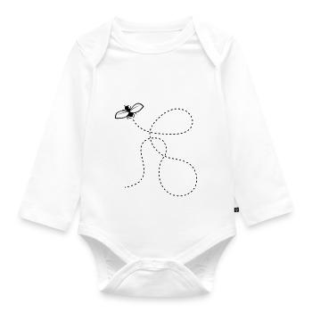 Dashed Line Fly - Organic Longsleeve Baby Bodysuit - white - Front
