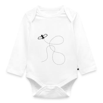 Fly Dashed Line - Organic Longsleeve Baby Bodysuit - white - Front