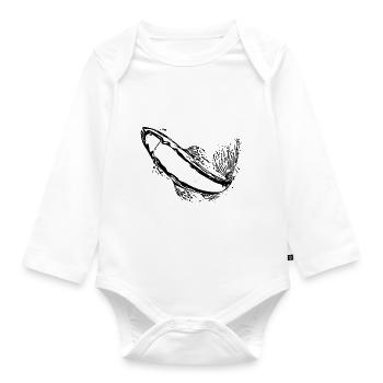 Vintage Forelle im Sprung - Baby Bio-Langarm-Body - Weiß - Vorne
