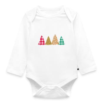 Merry And Bright Christmas Tree - Baby Bio-Langarm-Body - Weiß - Vorne