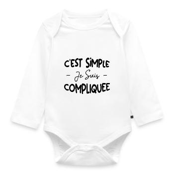 C'est Simple Je Suis Compliquée - Body Bébé bio manches longues - blanc - Devant
