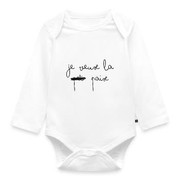 Je veux la pet paix - Body Bébé bio manches longues - blanc - Devant
