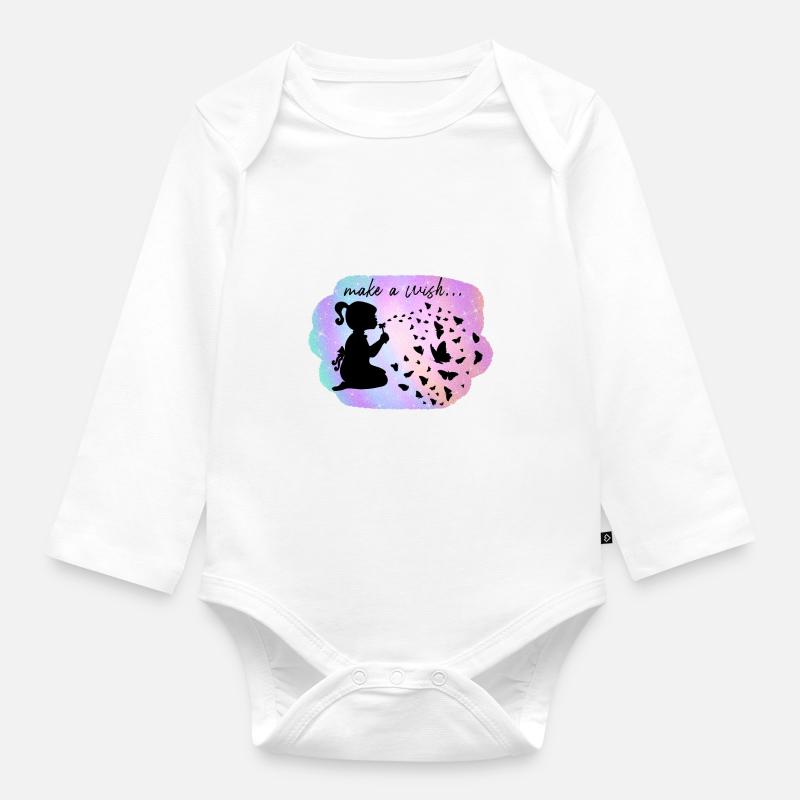 Makeawish - Organic Longsleeve Baby Bodysuit - white