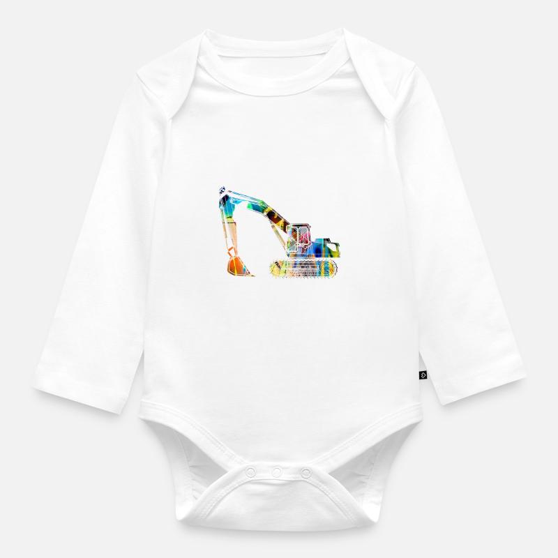 bagger,baggerfahren,baggerfahren,graffiti,bunt - Baby Bio-Langarm-Body - Weiß