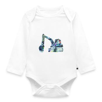 bagger,baggerfahren,baggerfahren,graffiti,bunt - Baby Bio-Langarm-Body - Weiß - Vorne