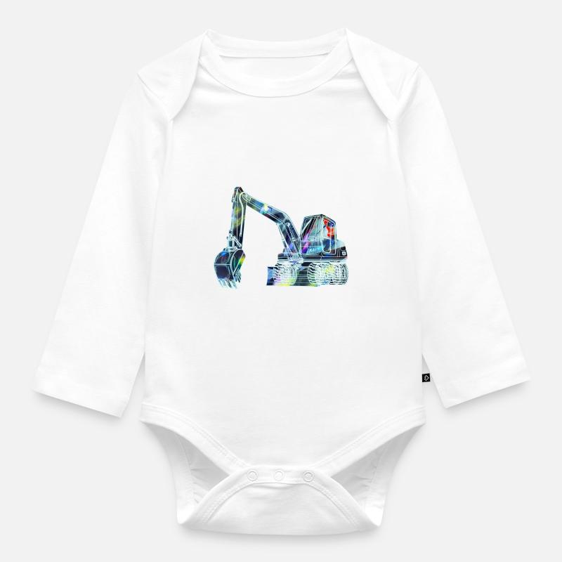 bagger,baggerfahren,baggerfahren,graffiti,bunt - Baby Bio-Langarm-Body - Weiß