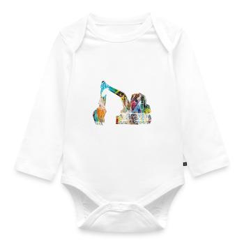 bagger,baggerfahren,baggerfahren,graffiti,bunt - Baby Bio-Langarm-Body - Weiß - Vorne