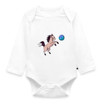 Süßes Pferd spielt Volleyball und Springt Grunge - Baby Bio-Langarm-Body - Weiß - Vorne
