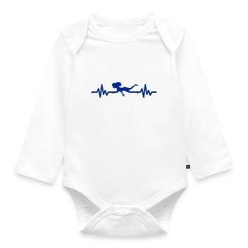 Heartbeat Swimmer - Diver Water Sports Athlete - Organic Longsleeve Baby Bodysuit - white - Front