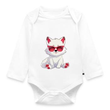 Koll le loup blanc - Body Bébé bio manches longues - blanc - Devant