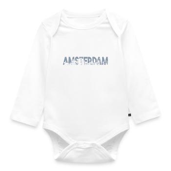 Amsterdam Skyline Silhouette – Städtische Schönhei - Baby Bio-Langarm-Body - Weiß - Vorne