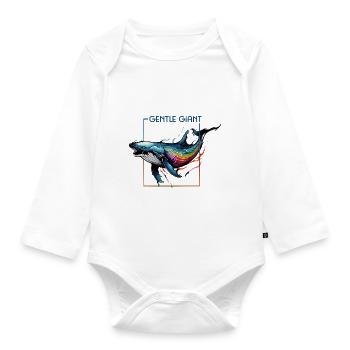 Strahlender Regenbogenwal - Der sanfte Riese - Baby Bio-Langarm-Body - Weiß - Vorne