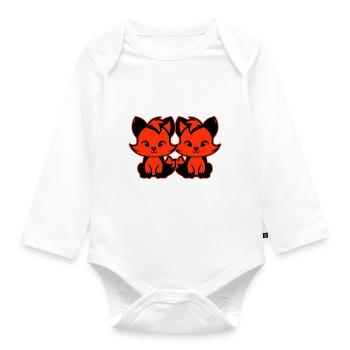 Fox Cute Cute Baby - Organic Longsleeve Baby Bodysuit - white - Front