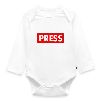 Press - Organic Longsleeve Baby Bodysuit - white - Front