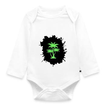Palm Blobs - Organic Longsleeve Baby Bodysuit - white - Front