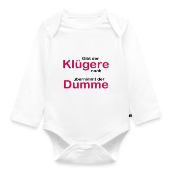 Der Klügere gibt nach - Baby Bio-Langarm-Body - Weiß - Vorne