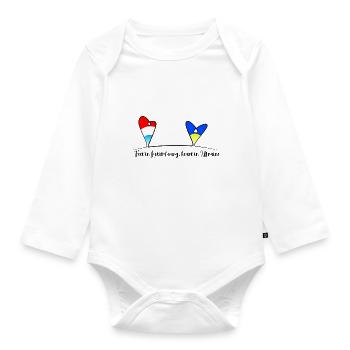 Feet in Luxembourg, heart in Ukraine - Organic Longsleeve Baby Bodysuit - white - Front