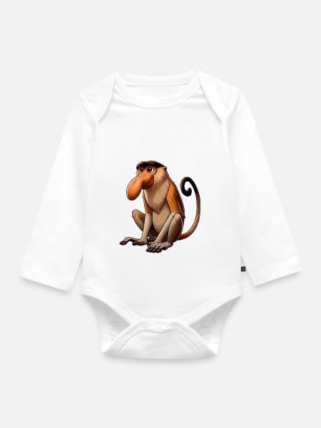 Nasenbär Affe png - Baby Bio-Langarm-Body - Weiß