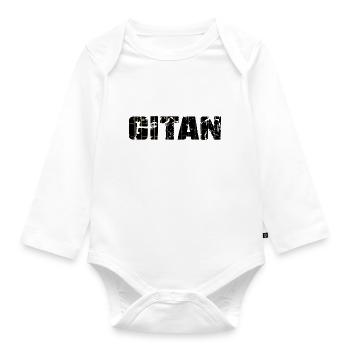 Gitan Grunge motif brique brun - Body Bébé bio manches longues - blanc - Devant