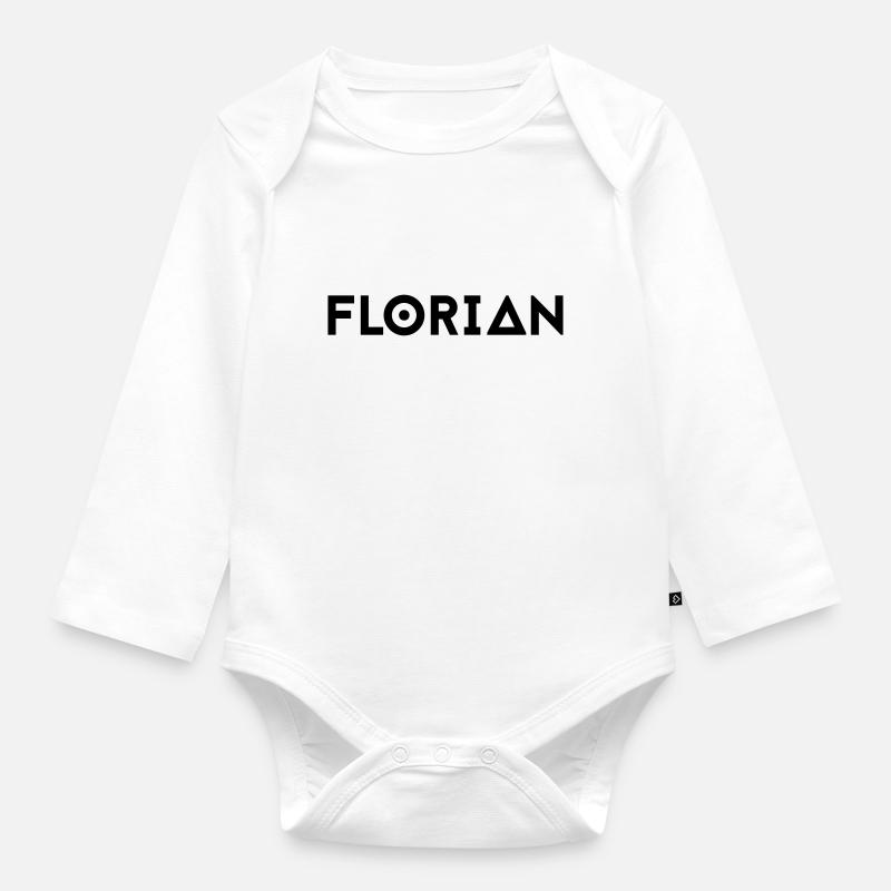 Prénom Florian - Body Bébé bio manches longues - blanc