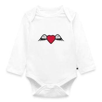 Herz Flügel - Baby Bio-Langarm-Body - Weiß - Vorne
