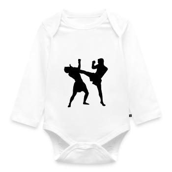 thaiboxing_2 - Baby Bio-Langarm-Body - Weiß - Vorne