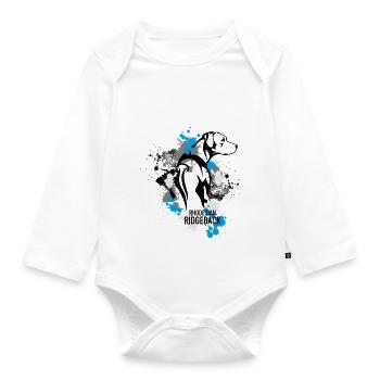 Rhodesian Ridgeback Splash Blue - Baby Bio-Langarm-Body - Weiß - Vorne