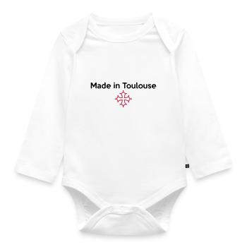 Made in Toulouse - croix occitane - Body Bébé bio manches longues - blanc - Devant
