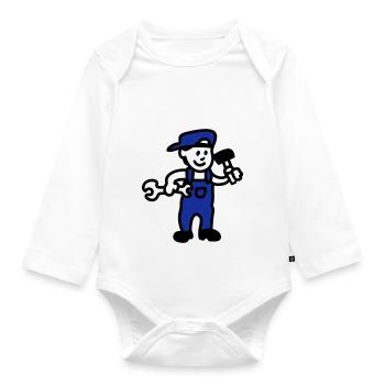 Handwerker - Baby Bio-Langarm-Body - Weiß - Vorne