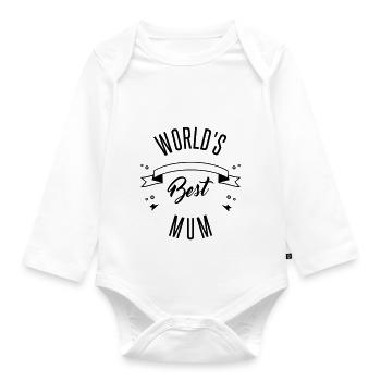 WORLD'S BEST MUM - Organic Longsleeve Baby Bodysuit - white - Front