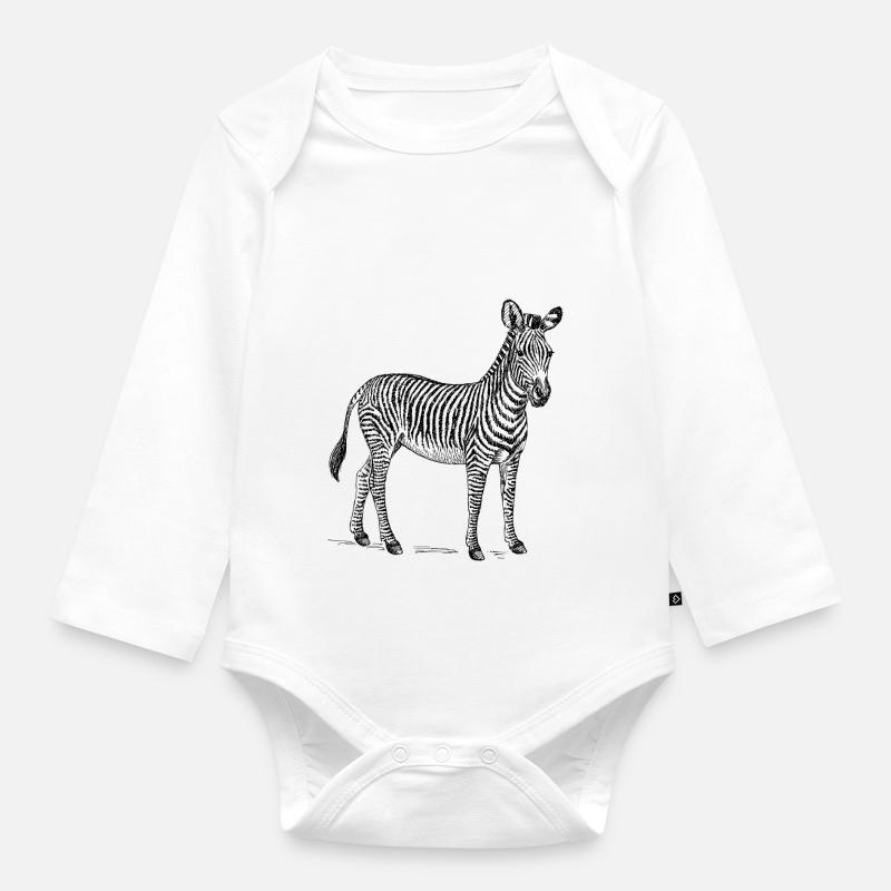 Zebra noir - Body Bébé bio manches longues - blanc