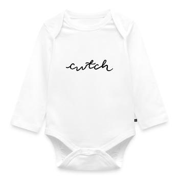 cwtch, Kuscheln in Walisisch - Baby Bio-Langarm-Body - Weiß - Vorne