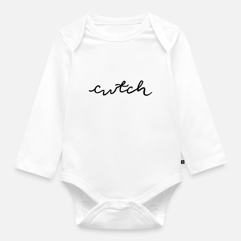 cwtch, cuddle in Welsh - Organic Longsleeve Baby Bodysuit - white