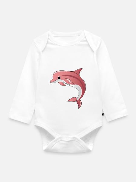 Delfin - Baby Bio-Langarm-Body - Weiß
