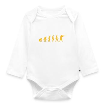 The Evolution Of Hunters - Organic Longsleeve Baby Bodysuit - white - Front