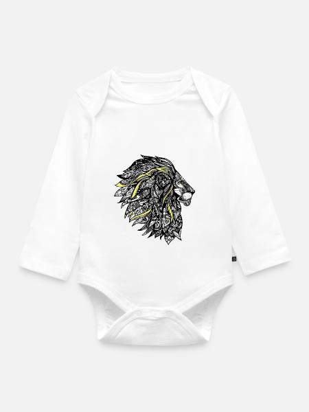 Löwe - Baby Bio-Langarm-Body - Weiß