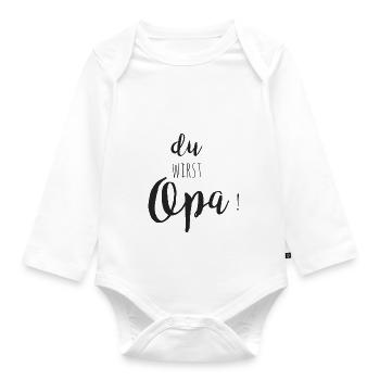 du wirst Opa - Baby Bio-Langarm-Body - Weiß - Vorne