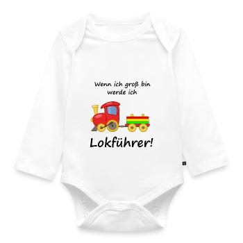 Lokführer Kinder - Baby Bio-Langarm-Body - Weiß - Vorne