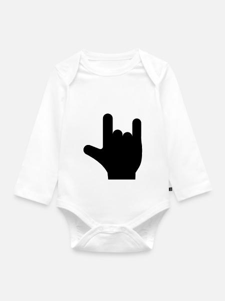 Rock n Roll Hand - Baby Bio-Langarm-Body - Weiß